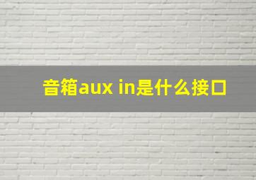 音箱aux in是什么接口